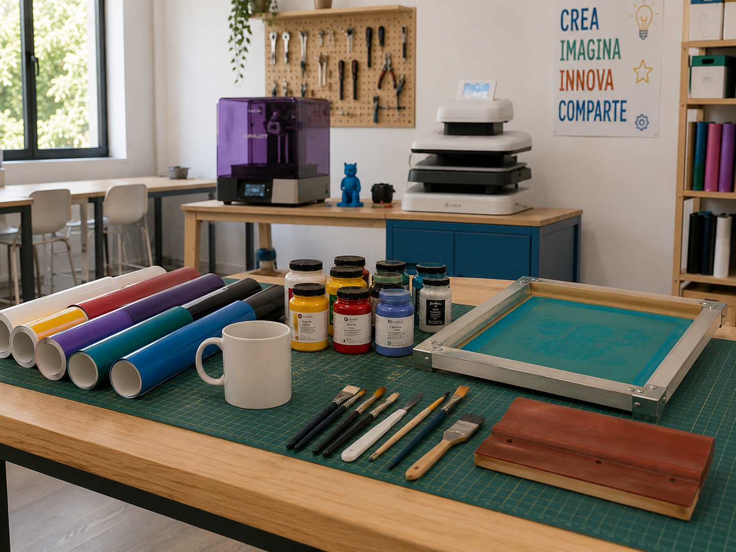 Materiales y herramientas en taller maker