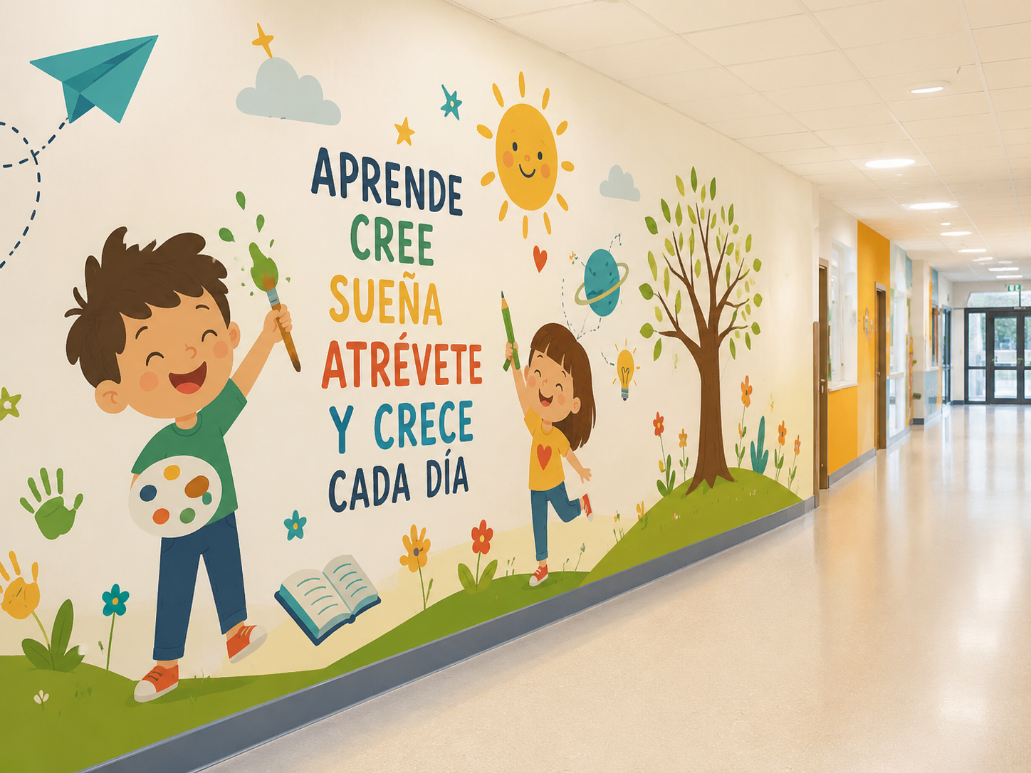 Vinilo adhesivo aplicado en pared